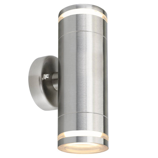 Outdoor Cylindrical Garden Wall Light Up Down IP65 Stainless Steel with LED GU10 5w Warm - Energy Light Bulbs - Free delivery on all orders