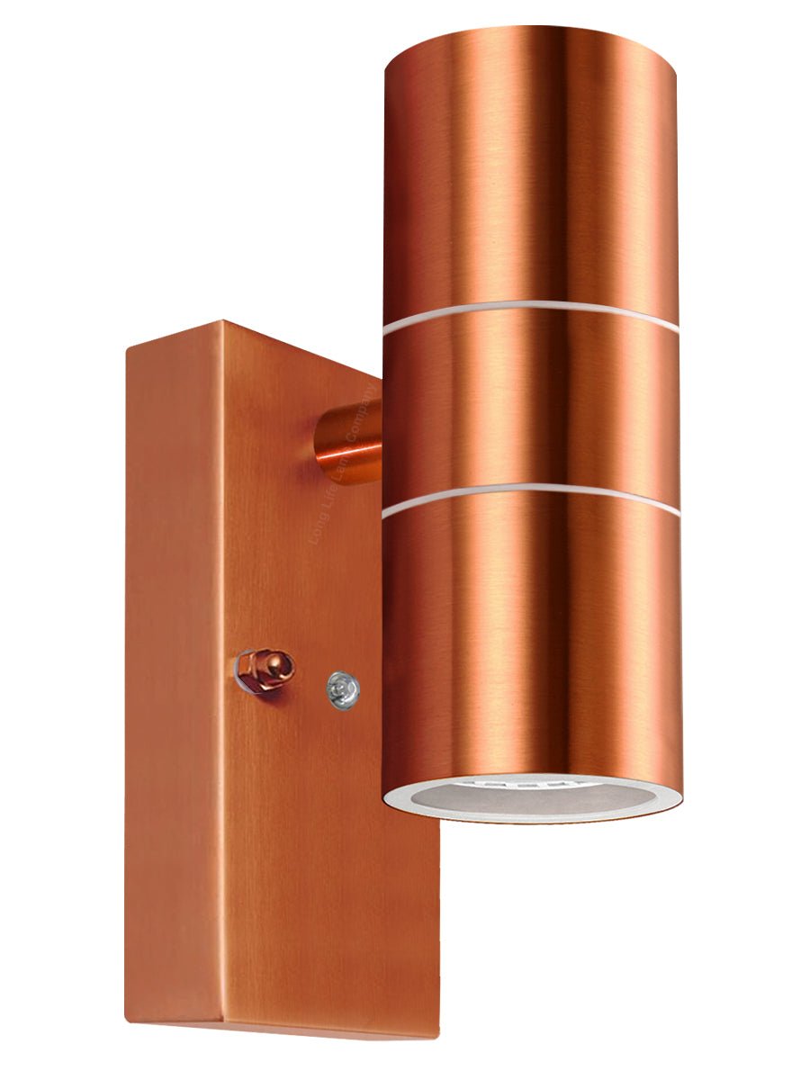 Outdoor Double Wall Light Dusk Till Dawn Sensor Copper IP65 - Energy Light Bulbs - Free delivery on all orders