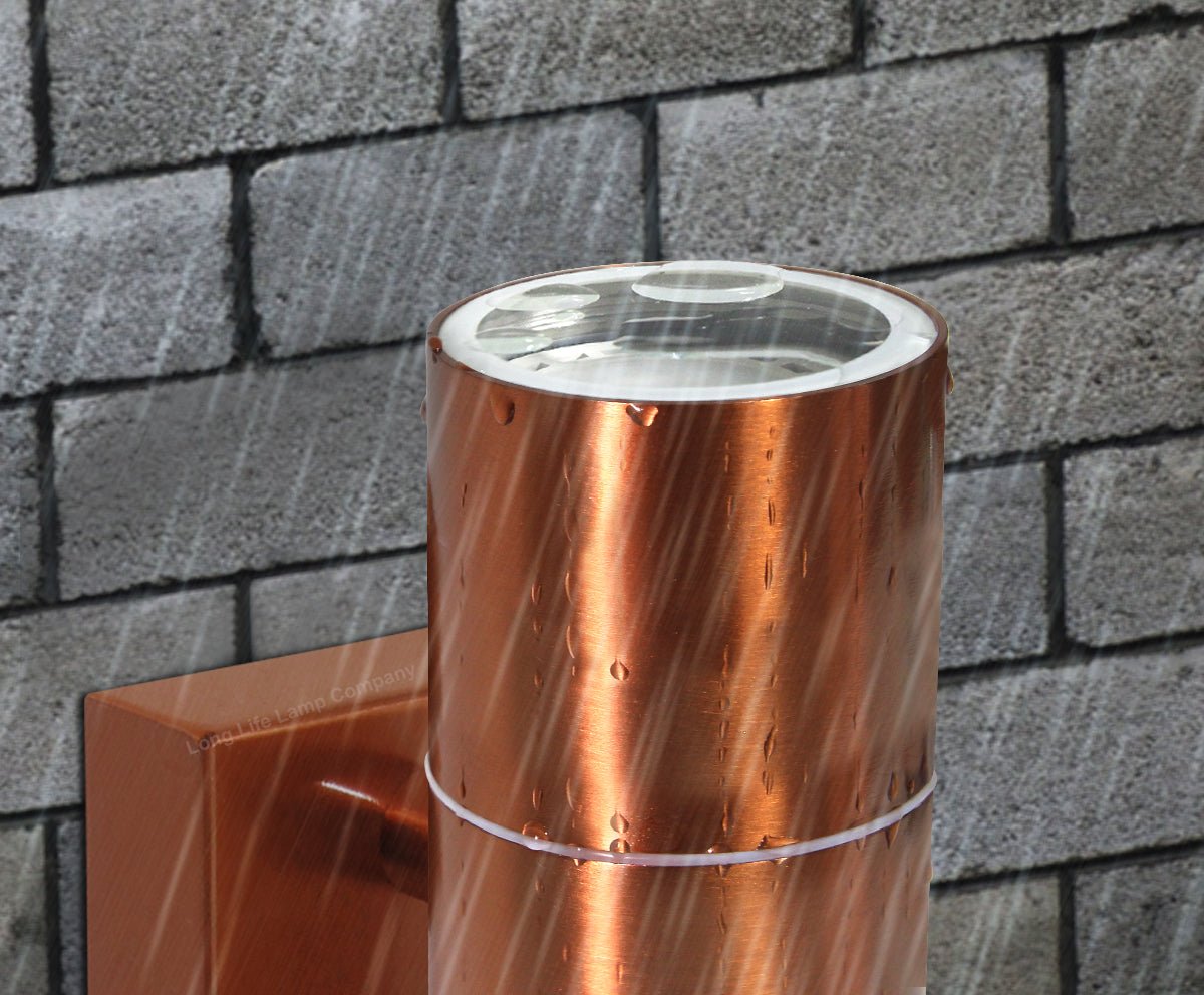 Outdoor Double Wall Light Dusk Till Dawn Sensor Copper IP65 - Energy Light Bulbs - Free delivery on all orders