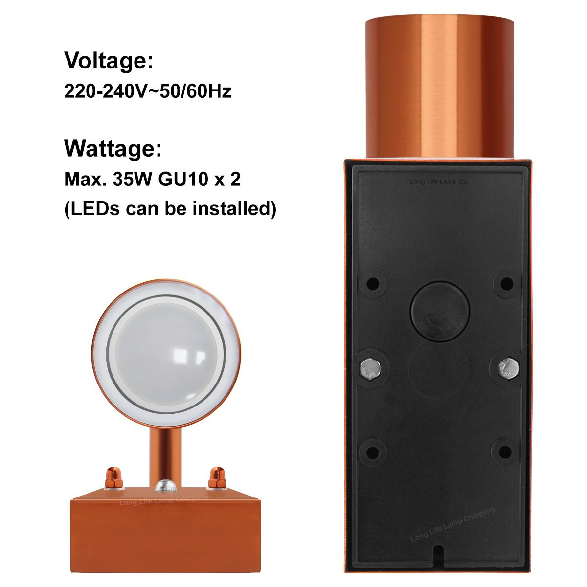 Outdoor Double Wall Light Dusk Till Dawn Sensor Copper IP65 - Energy Light Bulbs - Free delivery on all orders