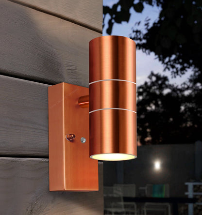 Outdoor Double Wall Light Dusk Till Dawn Sensor Copper IP65 - Energy Light Bulbs - Free delivery on all orders