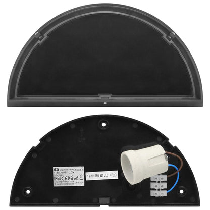 Outdoor Downward Wall Light Anthracite Grey Half Circular Frosted Diffuser IP54 - Energy Light Bulbs - Free delivery on all orders