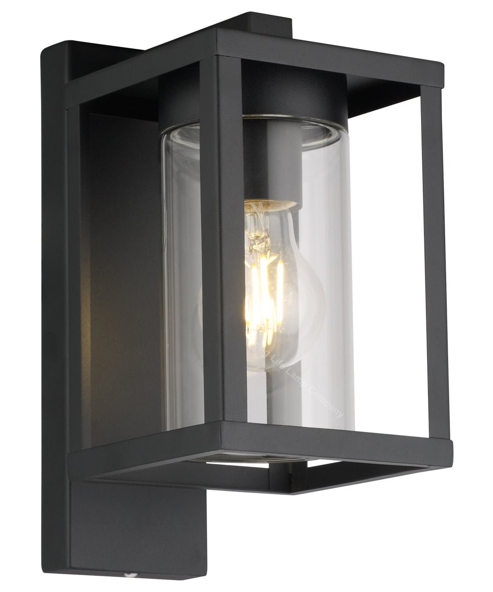 Outdoor Dusk Till Dawn Wall Light Black Glass Diffuser Lantern with LED 4w Warm - Energy Light Bulbs - Free delivery on all orders