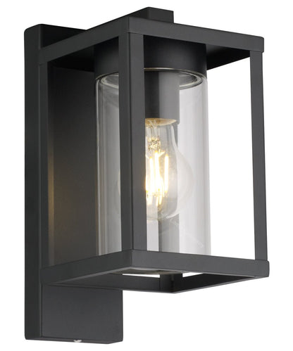 Outdoor Dusk Till Dawn Wall Light Black Glass Diffuser Lantern with LED 4w Warm - Energy Light Bulbs - Free delivery on all orders