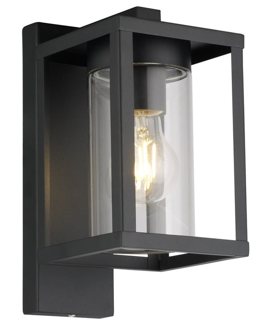 Outdoor Dusk Till Dawn Wall Light Black Glass Diffuser Lantern with LED 4w Warm - Energy Light Bulbs - Free delivery on all orders