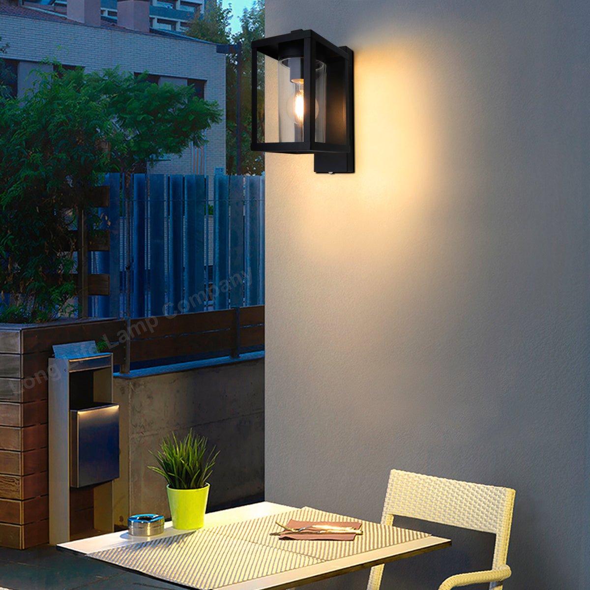 Outdoor Dusk Till Dawn Wall Light Black Glass Diffuser Lantern with LED 4w Warm - Energy Light Bulbs - Free delivery on all orders
