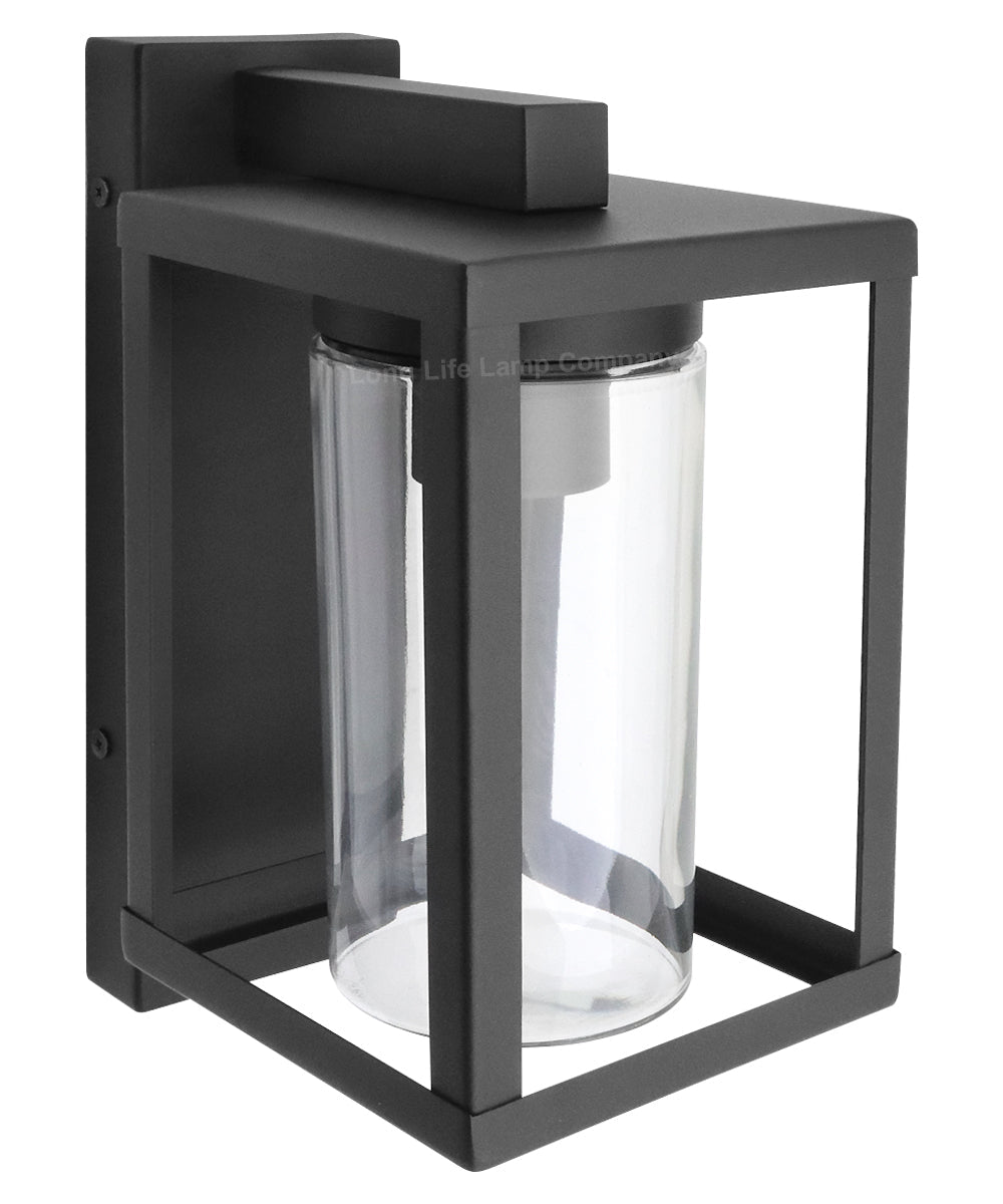 Outdoor Dusk Till Dawn Wall Light Black Glass Diffuser Lantern with LED 4w Warm - Energy Light Bulbs - Free delivery on all orders