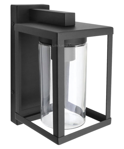 Outdoor Dusk Till Dawn Wall Light Black Glass Diffuser Lantern with LED 4w Warm - Energy Light Bulbs - Free delivery on all orders