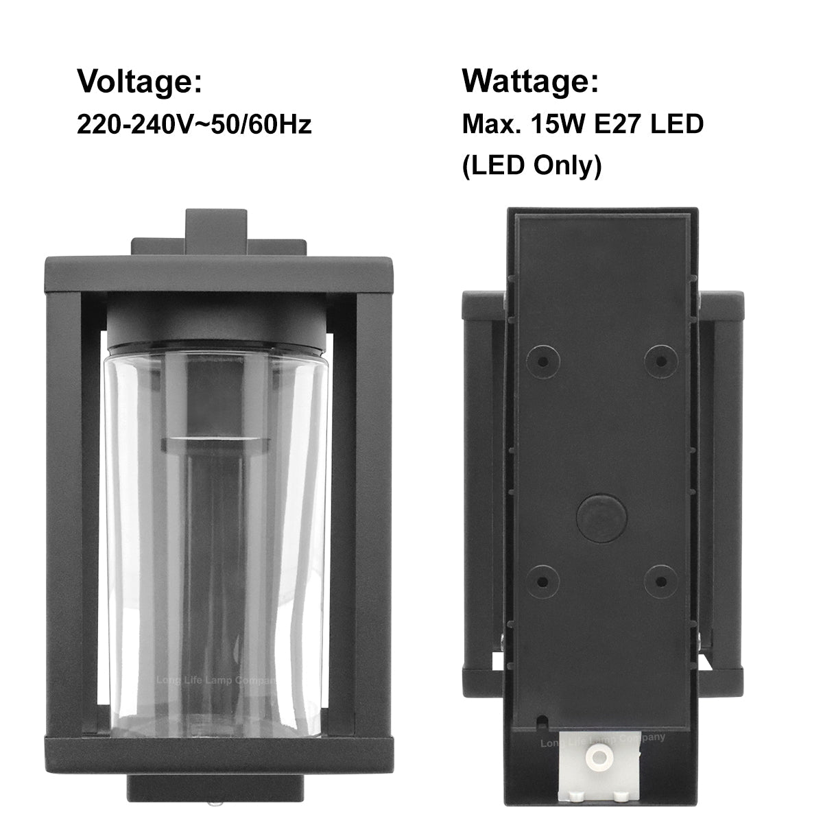 Outdoor Dusk Till Dawn Wall Light Black Glass Diffuser Lantern with LED 4w Warm - Energy Light Bulbs - Free delivery on all orders