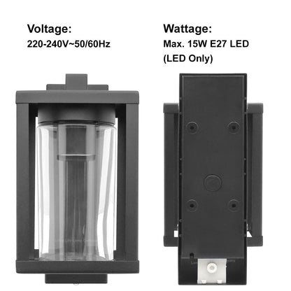 Outdoor Dusk Till Dawn Wall Light Black Glass Diffuser Lantern with LED 4w Warm - Energy Light Bulbs - Free delivery on all orders