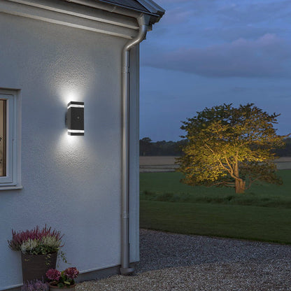 Outdoor Dusk Till Dawn Wall Light Up Down IP44 Anthracite Black Automatic Sensor - Energy Light Bulbs - Free delivery on all orders