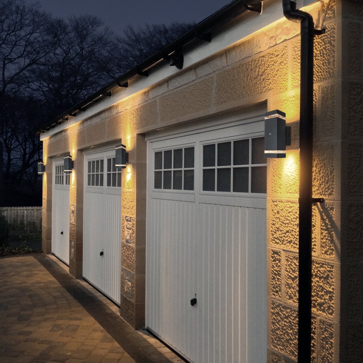 Outdoor Dusk Till Dawn Wall Light Up Down IP44 Anthracite Black Automatic Sensor - Energy Light Bulbs - Free delivery on all orders