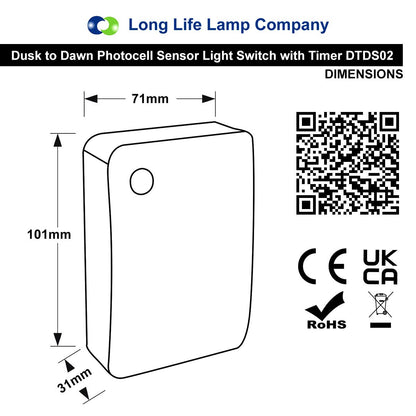 Outdoor Dusk to Dawn Photocell Sensor Light Switch with Timer IP44 - Energy Light Bulbs - Free delivery on all orders