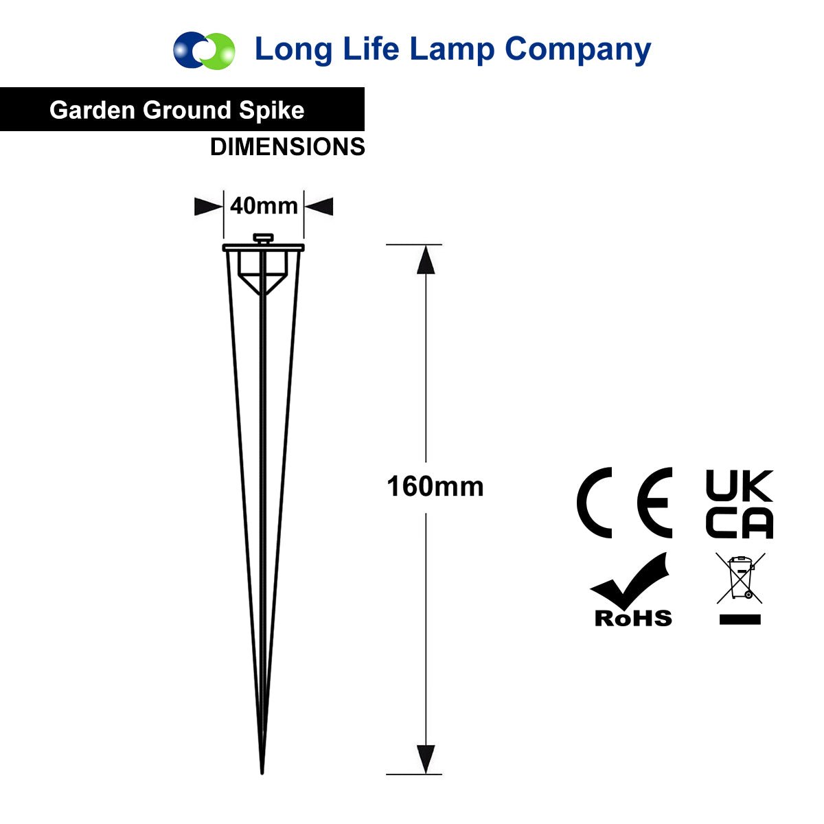 Outdoor Flood Light Spike 160mm Aluminium for Ground Mounting 2 Pack or 4 Pack