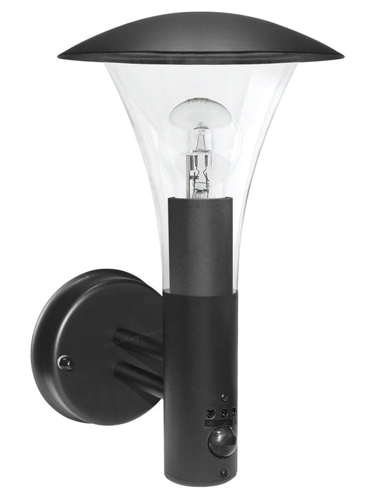Outdoor Garden Black Finish Stainless Steel PIR Wall Light IP44 - Energy Light Bulbs - Free delivery on all orders