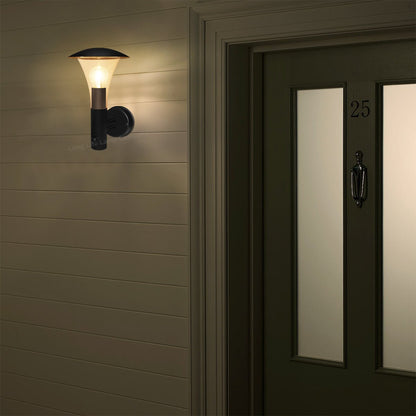 Outdoor Garden Black Finish Stainless Steel PIR Wall Light IP44 - Energy Light Bulbs - Free delivery on all orders