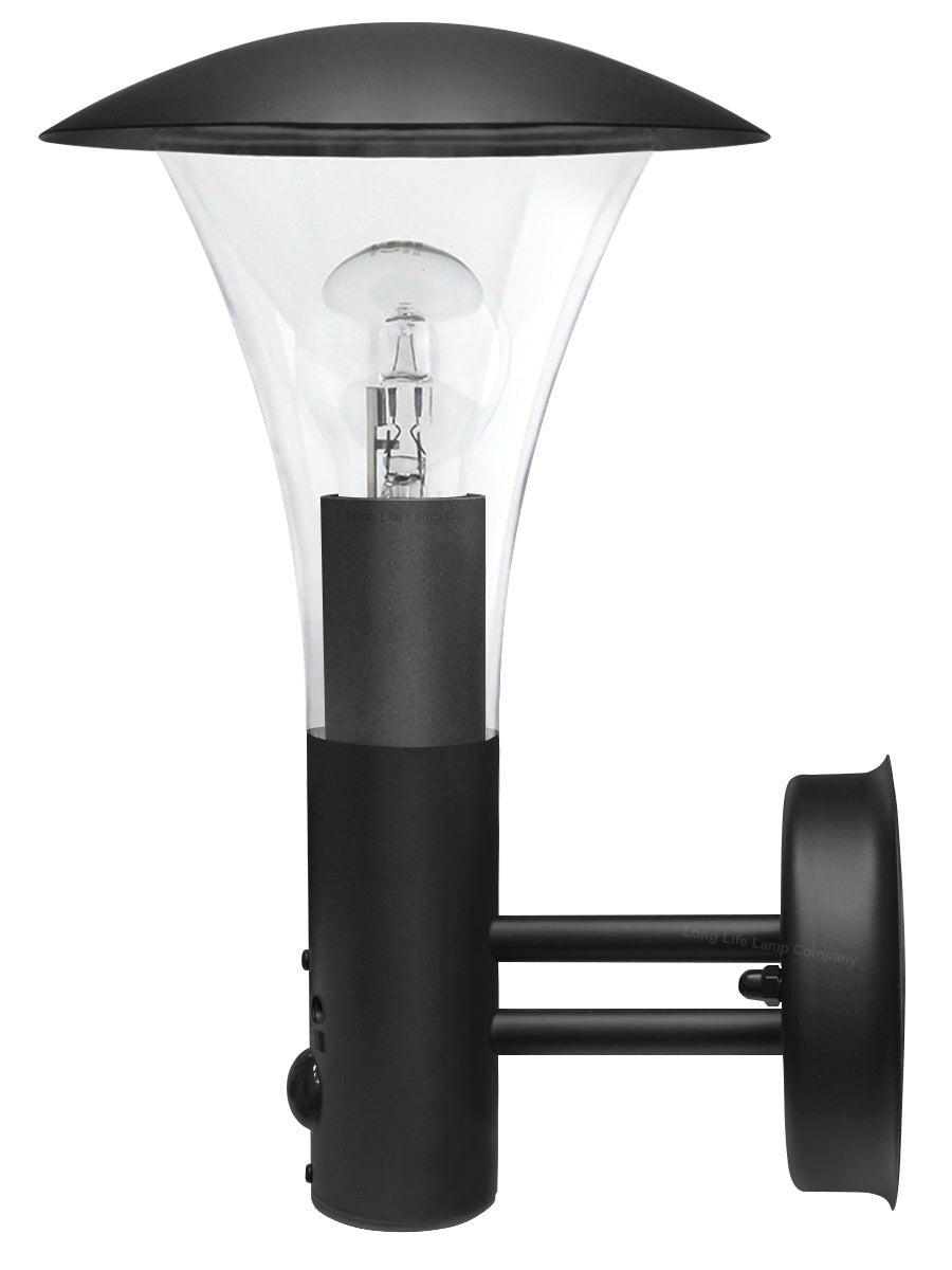 Outdoor Garden Black Finish Stainless Steel PIR Wall Light IP44 - Energy Light Bulbs - Free delivery on all orders