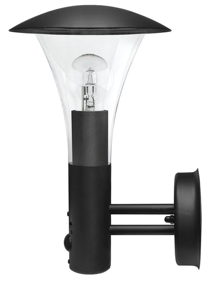 Outdoor Garden Black Finish Stainless Steel PIR Wall Light IP44 - Energy Light Bulbs - Free delivery on all orders