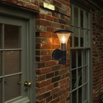Outdoor Garden Black Finish Stainless Steel PIR Wall Light IP44 - Energy Light Bulbs - Free delivery on all orders