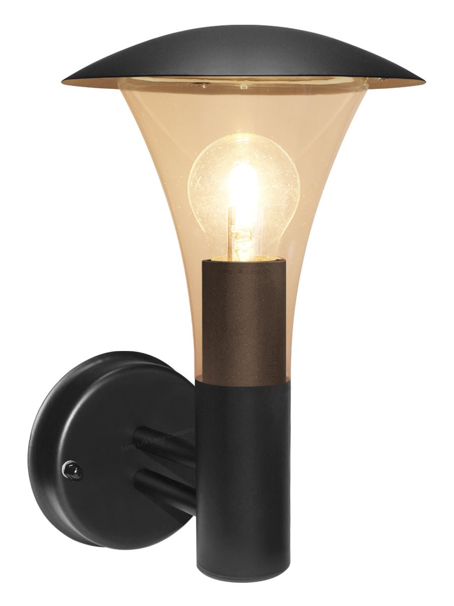 Outdoor Garden Black Finish Stainless Steel Security Wall Light IP44 - Energy Light Bulbs - Free delivery on all orders