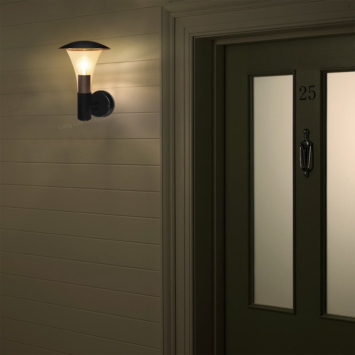 Outdoor Garden Black Finish Stainless Steel Security Wall Light IP44 - Energy Light Bulbs - Free delivery on all orders