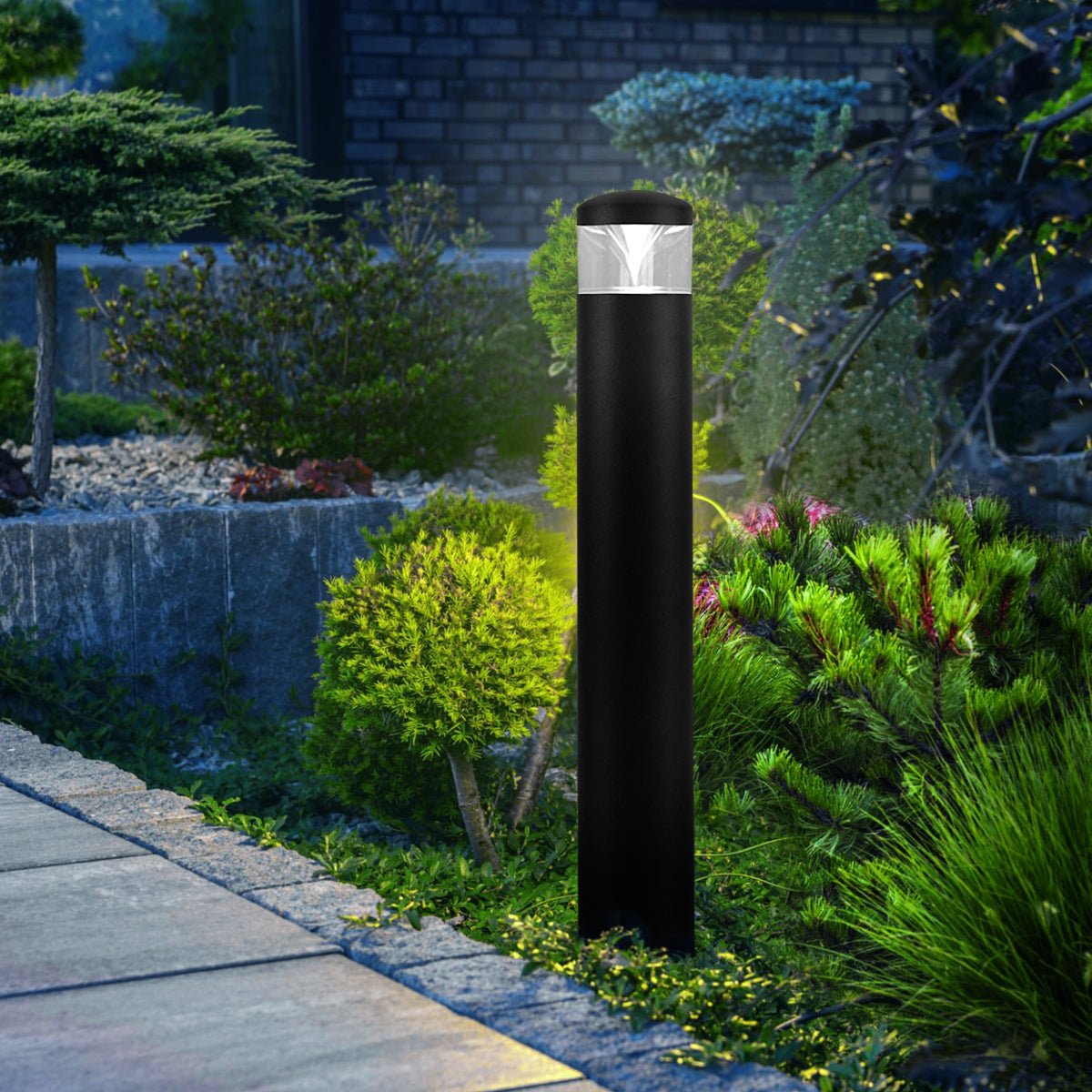 Outdoor Garden LED Bollard Ground Spike Light Black IP54 Warm White or Cool White - Energy Light Bulbs - Free delivery on all orders