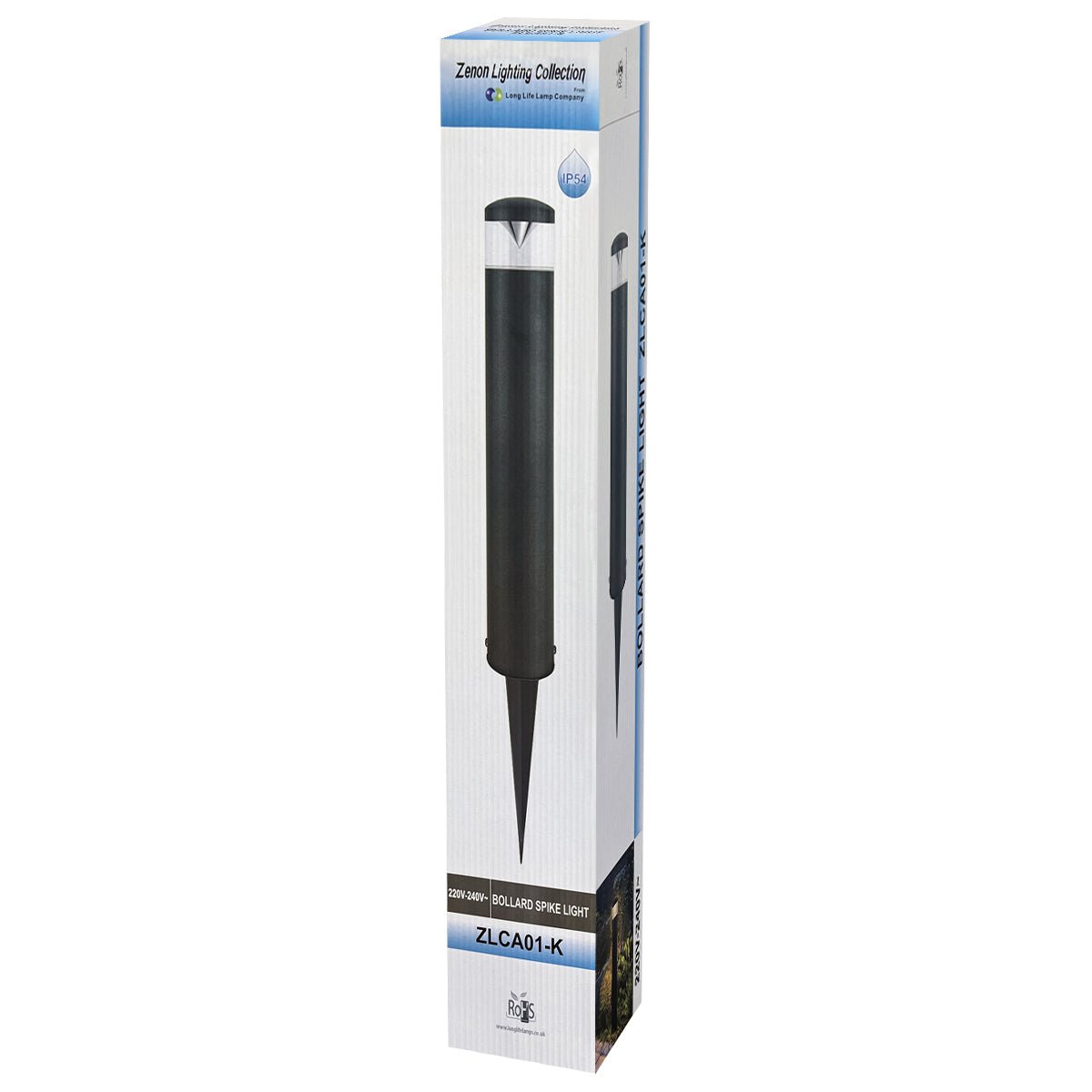 Outdoor Garden LED Bollard Ground Spike Light Black IP54 Warm White or Cool White - Energy Light Bulbs - Free delivery on all orders