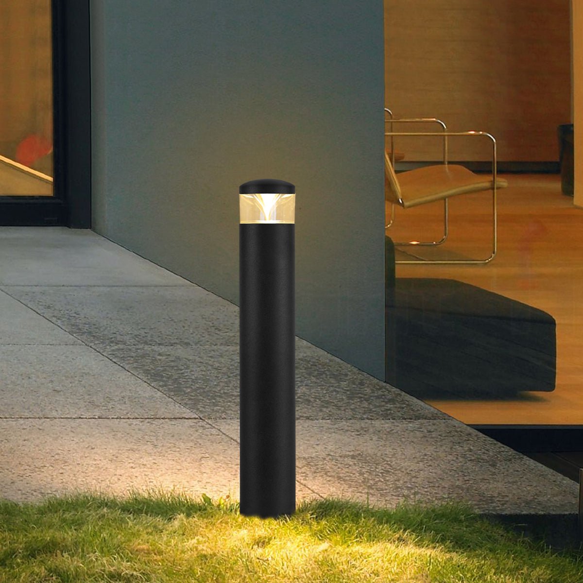 Outdoor Garden LED Bollard Ground Spike Light Black IP54 Warm White or Cool White - Energy Light Bulbs - Free delivery on all orders