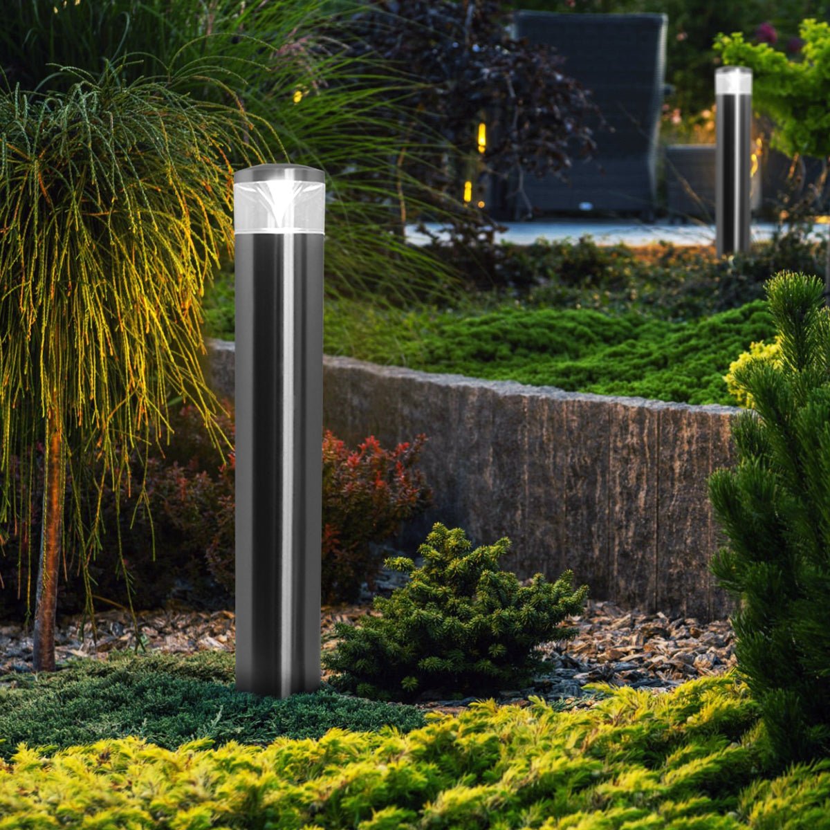 Outdoor Garden LED Bollard Ground Spike Light Stainless Steel IP54 Warm White or Cool White - Energy Light Bulbs - Free delivery on all orders