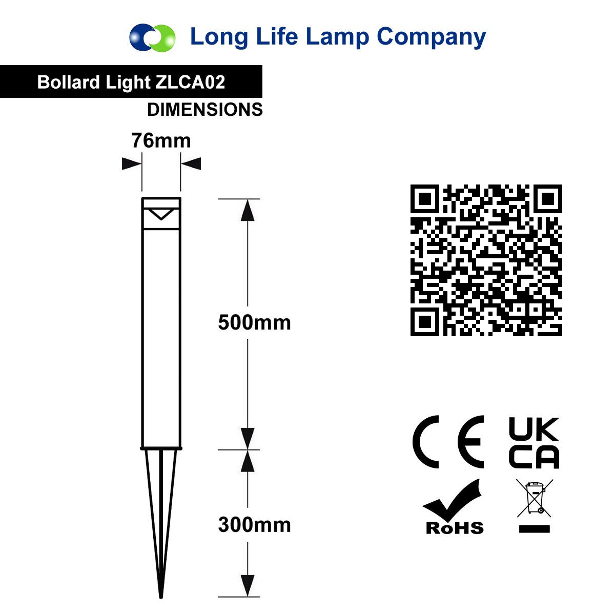 Outdoor Garden LED Bollard Ground Spike Light Stainless Steel IP54 Warm White or Cool White - Energy Light Bulbs - Free delivery on all orders