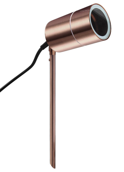 Outdoor Garden Spike Light Adjustable Stainless Steel Copper Finish - Energy Light Bulbs - Free delivery on all orders