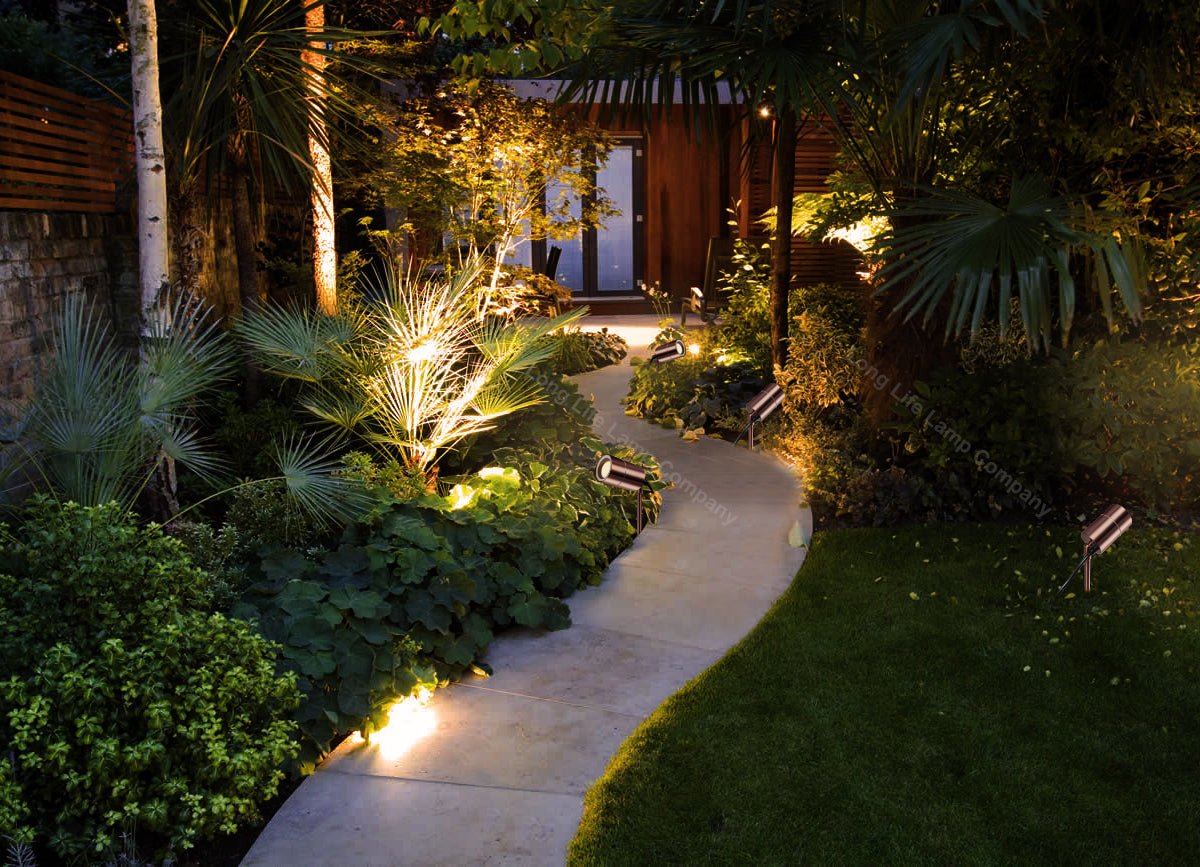 Outdoor Garden Spike Light Adjustable Stainless Steel Copper Finish - Energy Light Bulbs - Free delivery on all orders