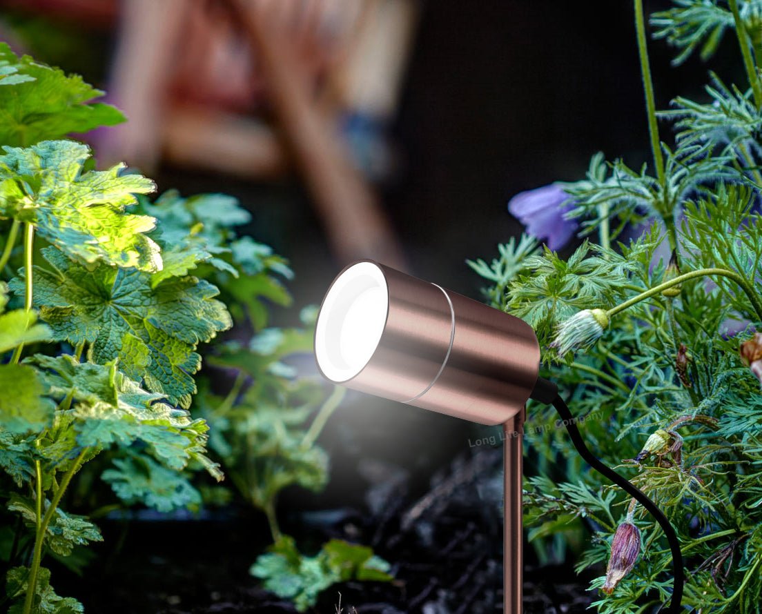 Outdoor Garden Spike Light Adjustable Stainless Steel Copper Finish - Energy Light Bulbs - Free delivery on all orders