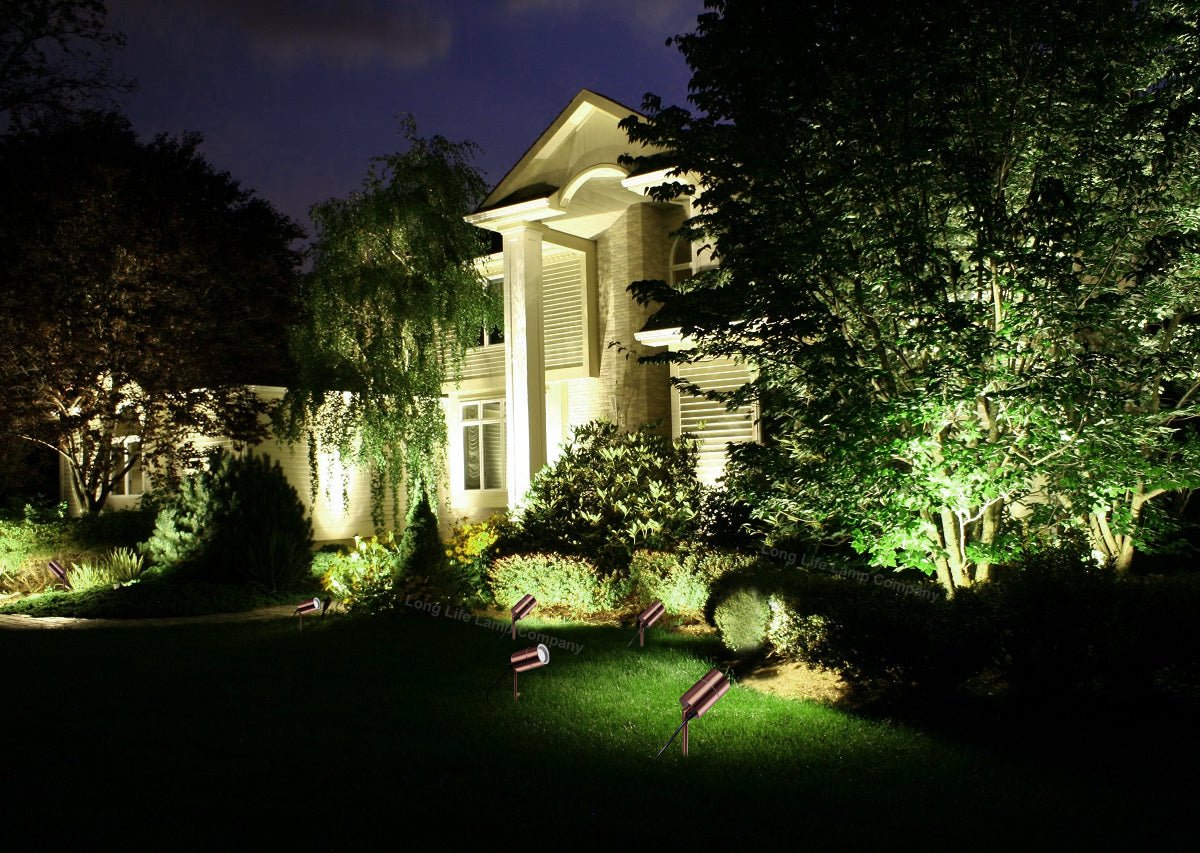 Outdoor Garden Spike Light Adjustable Stainless Steel Copper Finish - Energy Light Bulbs - Free delivery on all orders
