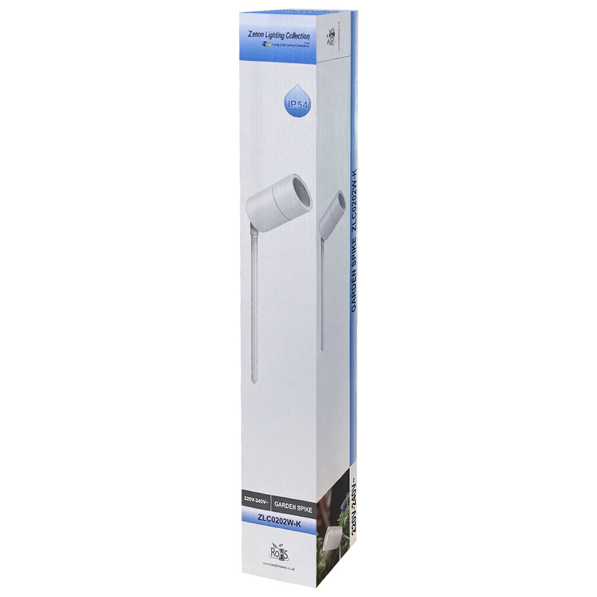 Outdoor Garden Spike Light Stainless Steel White Finish Adjustable Head IP54 - Energy Light Bulbs - Free delivery on all orders