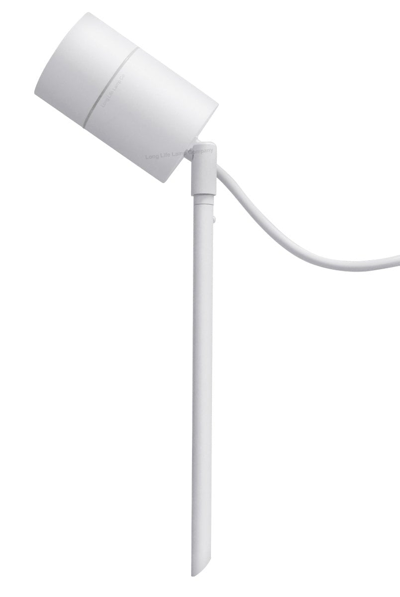 Outdoor Garden Spike Light Stainless Steel White Finish Adjustable Head IP54 - Energy Light Bulbs - Free delivery on all orders