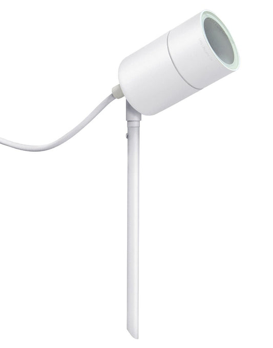 Outdoor Garden Spike Light Stainless Steel White Finish Adjustable Head IP54 - Energy Light Bulbs - Free delivery on all orders
