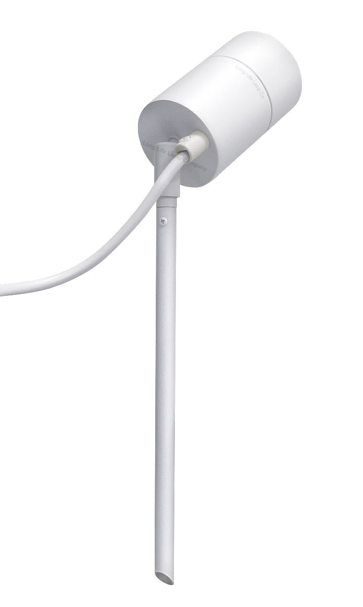 Outdoor Garden Spike Light Stainless Steel White Finish Adjustable Head IP54 - Energy Light Bulbs - Free delivery on all orders