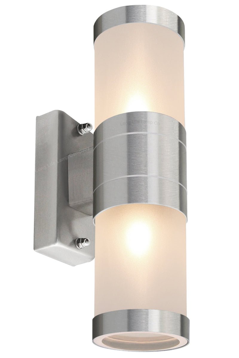 Outdoor Garden Up Down Double Wall Light Stainless Steel Frosted Glass Cover IP44 ZLC017 with 18W G9 Warm - Free delivery on all orders