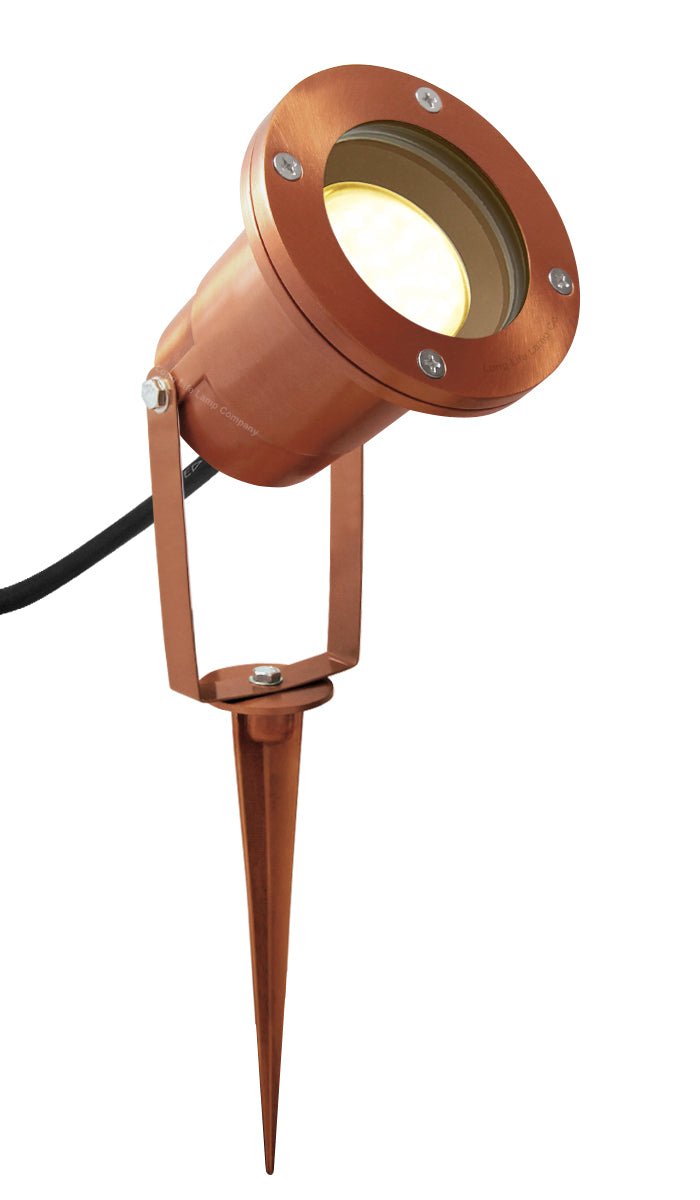 Outdoor Ground Spike Light Stainless Steel Copper Finish Adjustable Head - Energy Light Bulbs - Free delivery on all orders