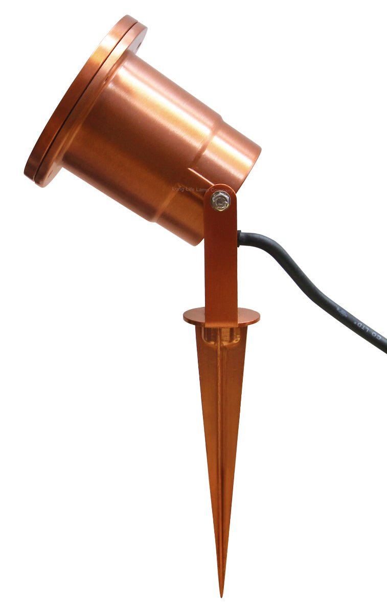 Outdoor Ground Spike Light Stainless Steel Copper Finish Adjustable Head - Energy Light Bulbs - Free delivery on all orders