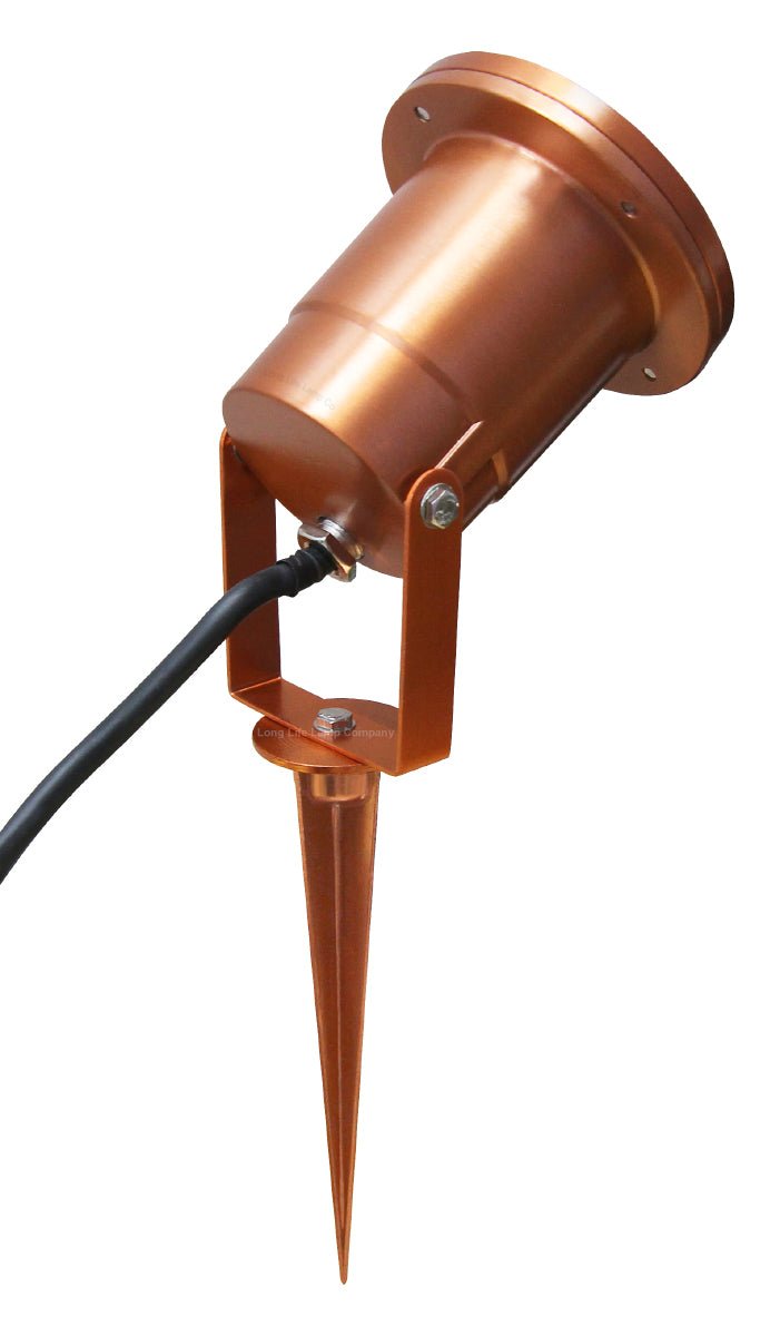 Outdoor Ground Spike Light Stainless Steel Copper Finish Adjustable Head - Energy Light Bulbs - Free delivery on all orders