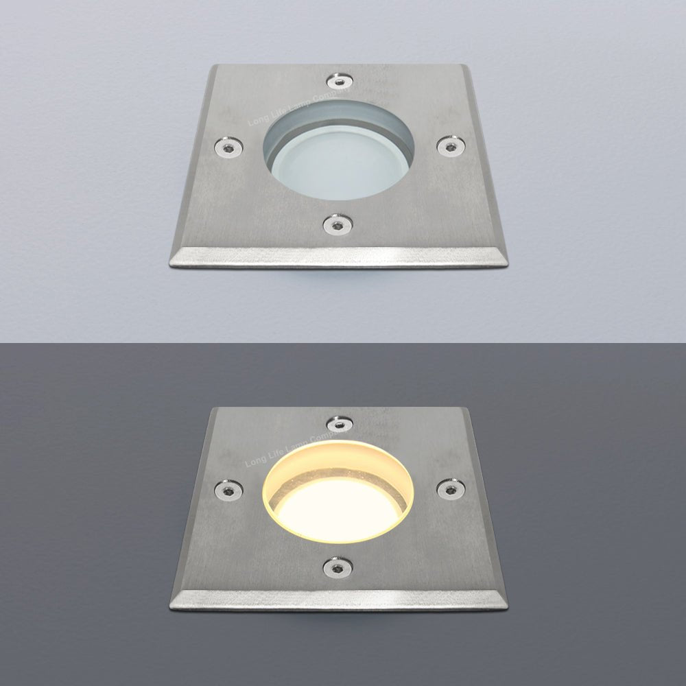 Outdoor Ground Walkover Light Square Stainless Steel Finish IP67 GL11 - Energy Light Bulbs - Free delivery on all orders