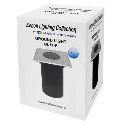 Outdoor Ground Walkover Light Square Stainless Steel Finish IP67 GL11 - Energy Light Bulbs - Free delivery on all orders