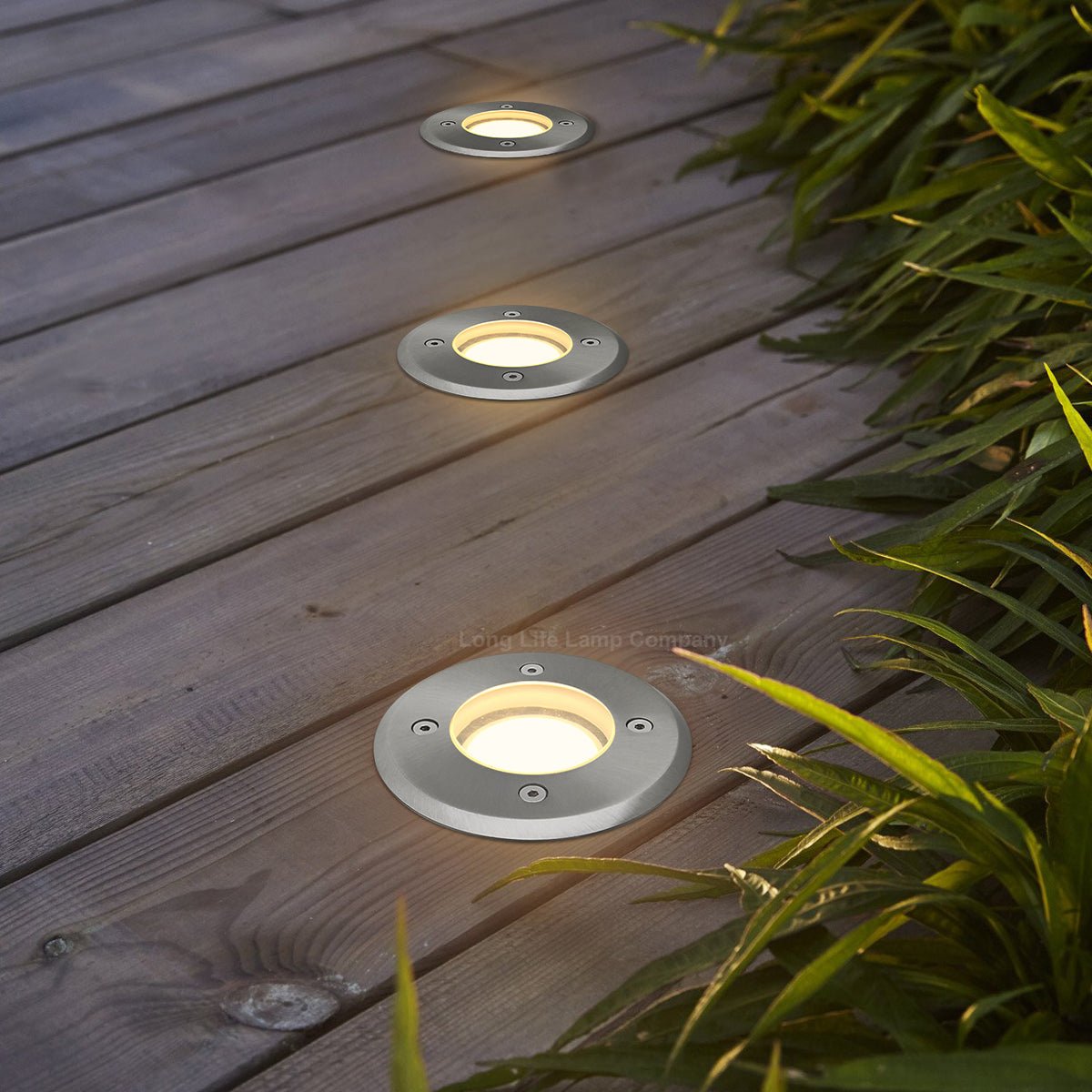Outdoor Ground Walkover Lights GU10 IP67 Round Decking Light Stainless Steel - Energy Light Bulbs - Free delivery on all orders