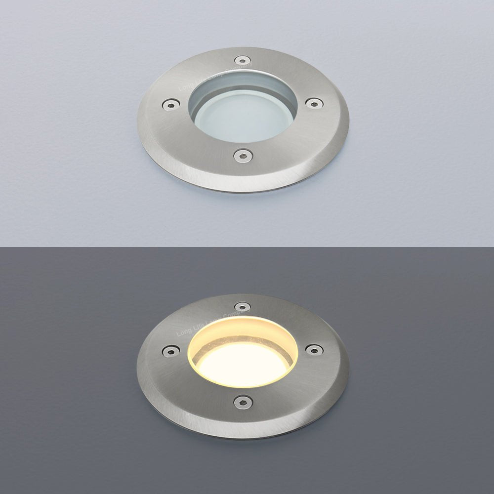 Outdoor Ground Walkover Lights GU10 IP67 Round Decking Light Stainless Steel - Energy Light Bulbs - Free delivery on all orders