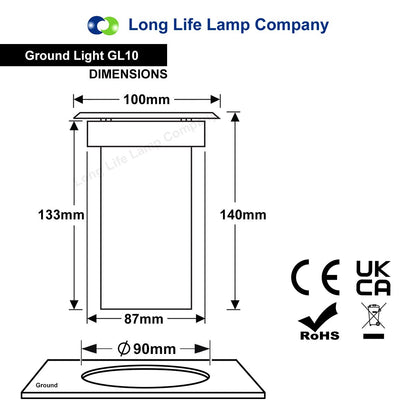 Outdoor Ground Walkover Lights GU10 IP67 Round Decking Light Stainless Steel - Energy Light Bulbs - Free delivery on all orders