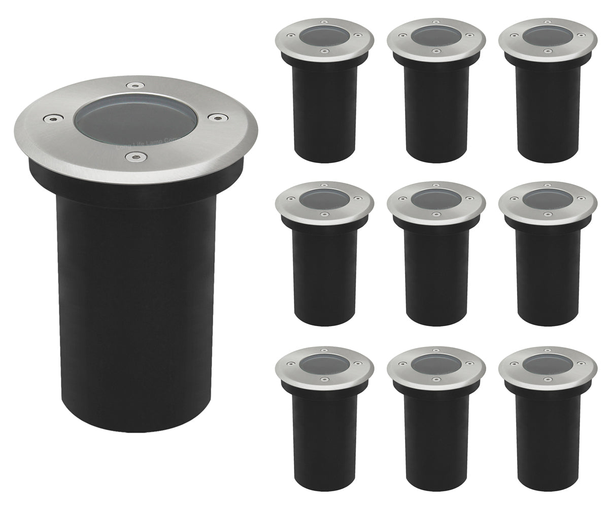 Outdoor Ground Walkover Lights GU10 IP67 Round Decking Light Stainless Steel - Energy Light Bulbs - Free delivery on all orders