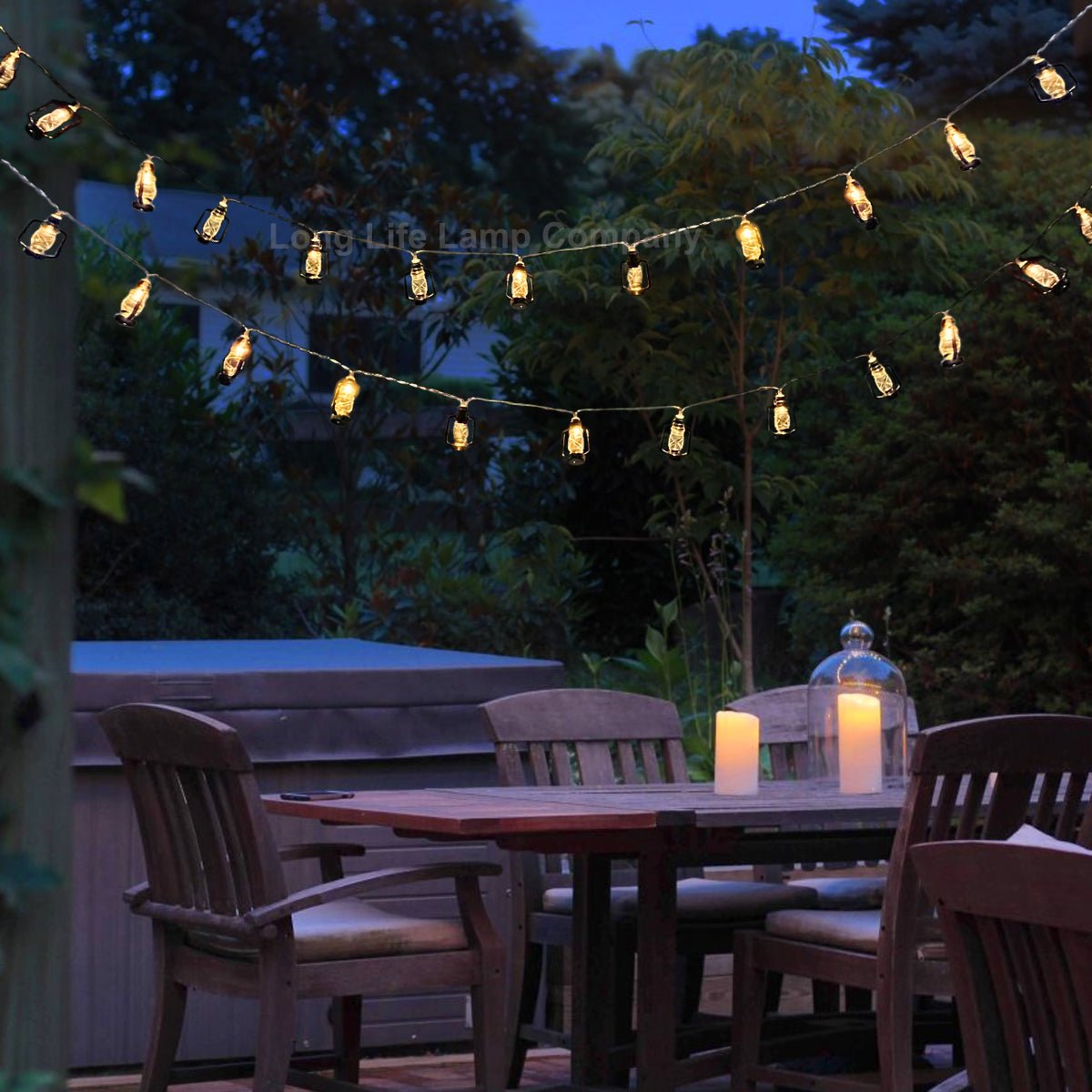 Outdoor or Indoor Mini Lantern 20 LED String Lights IP44 Mains Powered 2500K - Energy Light Bulbs - Free delivery on all orders