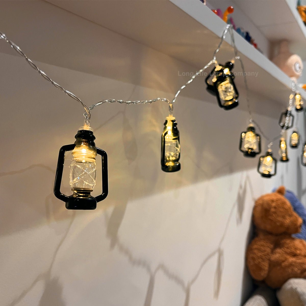 Outdoor or Indoor Mini Lantern 20 LED String Lights IP44 Mains Powered 2500K - Energy Light Bulbs - Free delivery on all orders